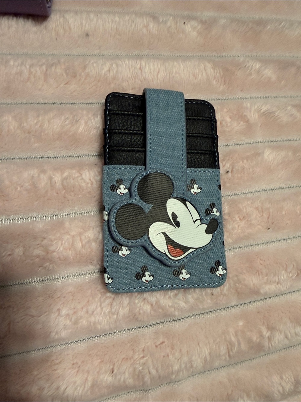 Disney Denim Mickey Card Holder - Light Blue/Black/White